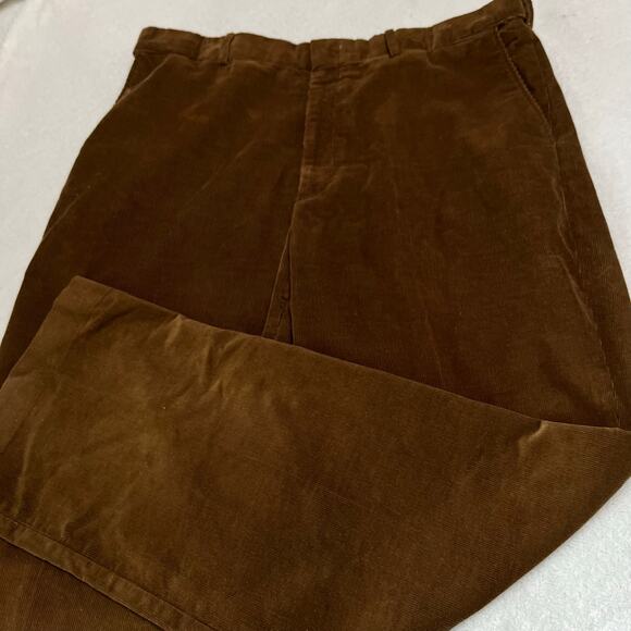 Land’s End Men’s Corduroy Pants Sz 40/33 Traditional Fit Brown Straight - Picture 2 of 8